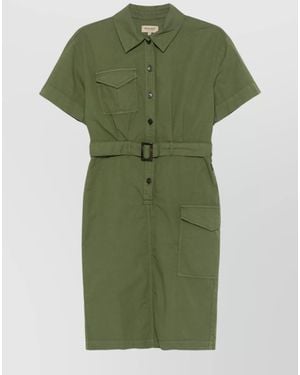 Woolrich Cotton Short-Sleeve Shirt Dress - Green