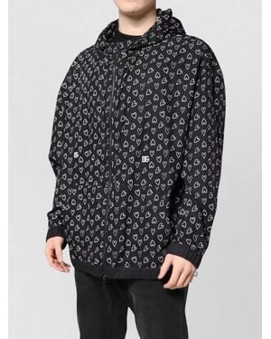Dolce & Gabbana Printed Hooded Windbreaker Jacket - Gray