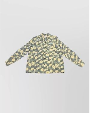 Marni Shirt Pointed Collar Long Sleeves Floral - Metallic