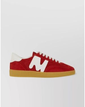 MSGM Suede Leather Low Top Trainers - Red