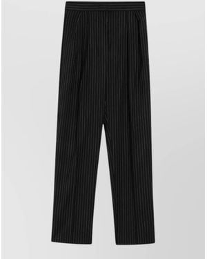 Max Mara Pinstripe Pants Featuring Belt Loops Pockets - Black