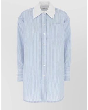 Co. Oversize Embroidered Poplin Shirt - Blue