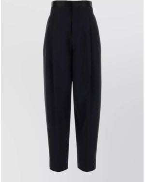 Bottega Veneta Wool Wide Leg Pleated Tailored Pant - Blue