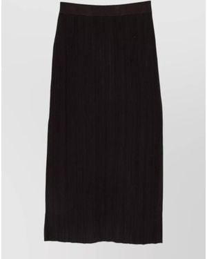 Alysi Wool Skirt Long Pleated Comfortable Fit Versatile - Black