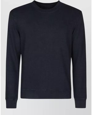 Original Vintage Linen Cotton Crew Neck Knit Sweatshirt - Blue