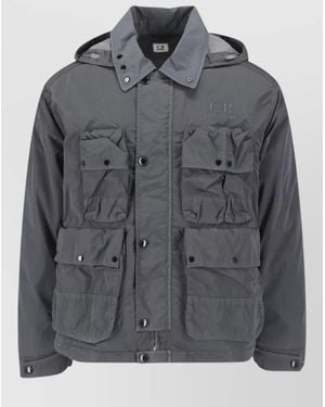 C.P. Company Urban Hooded Coat Adjustable Cuffs Pockets - Gray