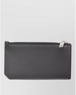 Saint Laurent Calfskin Leather Tiny Cassandre Fragments Cardholder - Grey