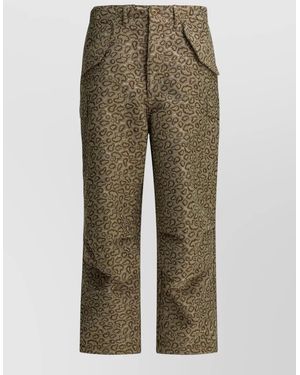 Beams Plus Cargo Shorts Animal Print Belt Loops - Green
