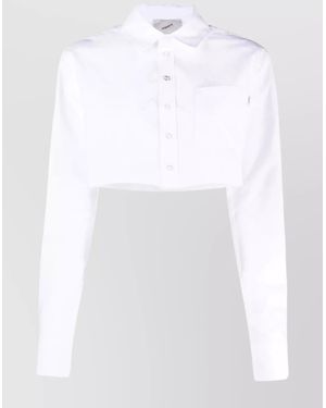 Coperni Cotton Cropped Long-Sleeve Shirt - White