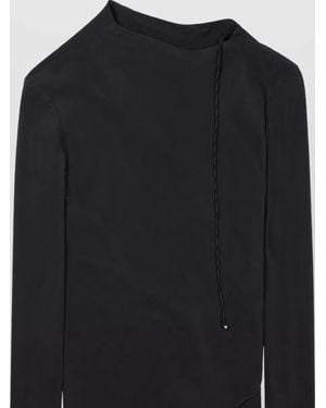Alysi Silk Asymmetric Blouse - Black