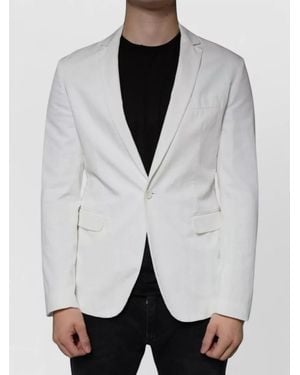 Dondup Cotton Single Breasted One Button Blazer - White