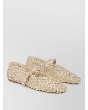 Stuart Weitzman Lace Ballerina Shoes Flat Sole Nylon - Natural