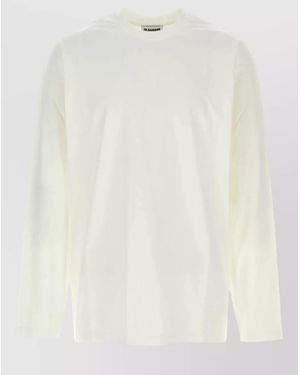 Jil Sander Cotton Long Sleeve Crew Neck T-Shirt - White