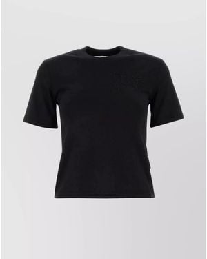 Palm Angels Ribbed Crew-Neck Cotton Fitted T-Shirt - Black