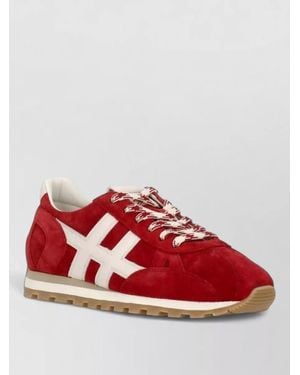 Hogan Suede Leather Low Top Sneakers Rubber Sole - Red