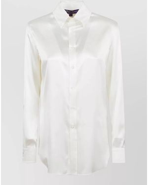 Ralph Lauren Silk Stretch Shirt Long Sleeves Collar - White