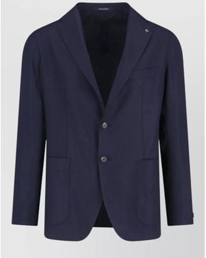 Tagliatore Single Breasted Blazer Notch Lapel Pockets - Blue