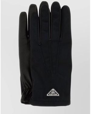 Prada Nylon And Nappa Leather Gloves - Black