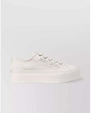 Jimmy Choo Maxi Leather Sneakers Palma - White