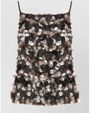 P.A.R.O.S.H. Floral Sequin Mini Dress Bare Back - Multicolour