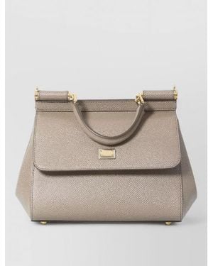 Dolce & Gabbana Sicily Small Leather Shoulder Bag - Natural