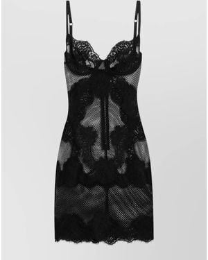 Dolce & Gabbana Lace Mini Dress Adjustable Thin Straps - Black