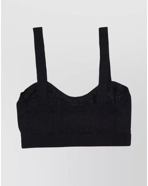 P.A.R.O.S.H. Stretchy Bralette With Soft Fabric And Ribbed Hem - Black