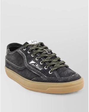 Autry Suede Leather Low-Top Lace-Up Sneakers - Black