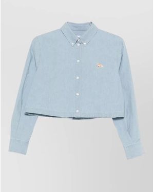 Maison Kitsuné Cropped Cotton Shirt - Blue