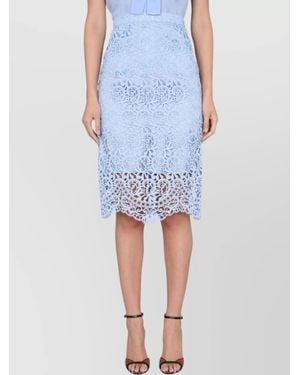 Burberry Lace Overlay High Waist Knee-Length Skirt - Blue