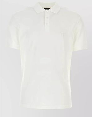 Giorgio Armani Ribbed Cotton Piqué Polo Shirt - White