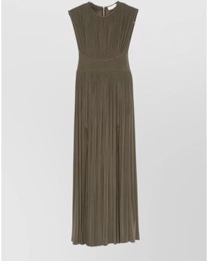 Zimmermann Luna Dress Fitted Waist High Slit Maxi - Green