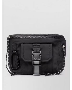 A.P.C. Belt Bag Silk Strap Carabiner Drawstring Pocket - Black