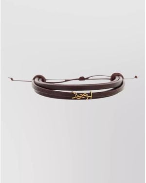 Saint Laurent Ysl Bracelet Double Strap Knot Detail - Metallic