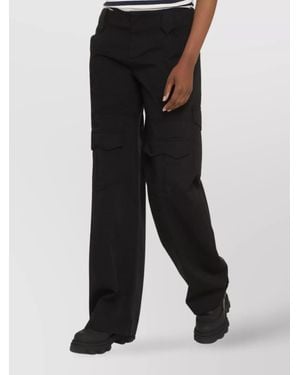 Tom Ford Cargo Pants With Wide-Leg Design And Rolled-Up Cuff - Black