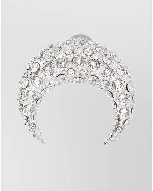 Marine Serre Crystal Embellished Single Crescent Moon Earring - White
