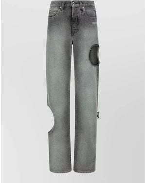 Off-White c/o Virgil Abloh Denim Cutout Straight-Leg Jeans - Grey