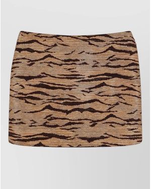 Elisabetta Franchi Mini Skirt Animal Print Embroidered Texture - Metallic