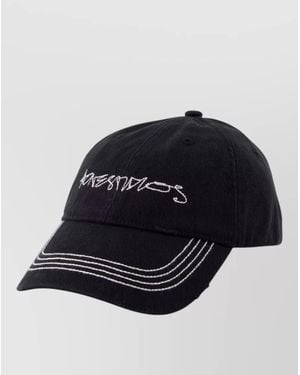 Acne Studios Cotton Cap Contrast Stitching Curved Brim - Blue