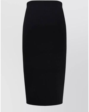 Elisabetta Franchi Fine-Knit High-Rise Zip-Front Midi Pencil Skirt - Black