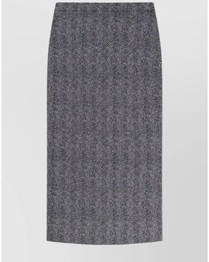 Givenchy Herringbone Cotton Midi Pencil Skirt - Grey