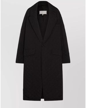 Maison Margiela Long Quilted Down Jacket Front Pockets - Black