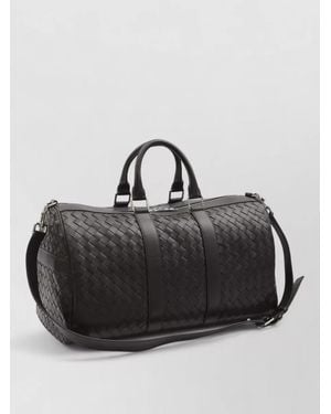 Bottega Veneta Leather Intrecciato Duffle Bag - Black