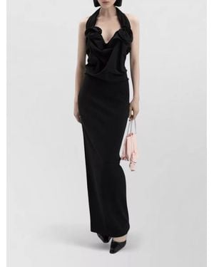 Magda Butrym Halter Neck Maxi Dress Sculptural Detail - Black