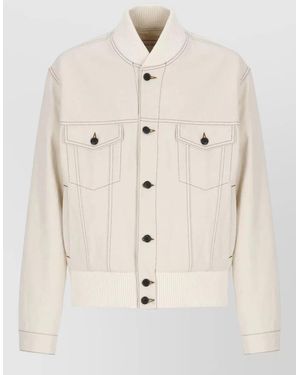 Lanvin Ribbed Bomber Jacket - Natural