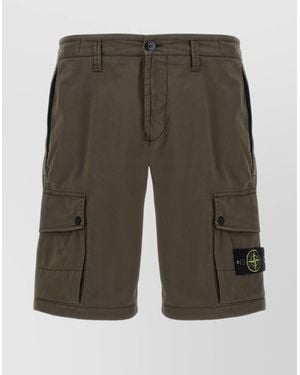 Stone Island Badge Logo Cargo Shorts - Green