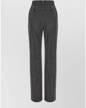 McQueen Embroidered Wool Suit Trousers - Grey
