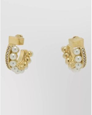 Ferragamo Pearl Hoop Earrings - Metallic