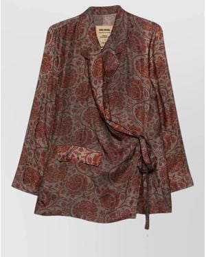 Uma Wang Printed Wrap Fitted Jacket - Brown