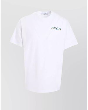 MSGM Logo Crew Neck Cotton T-Shirt - White